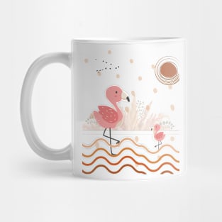 Beautiful Flamingos Watercolor Boho Art Mug